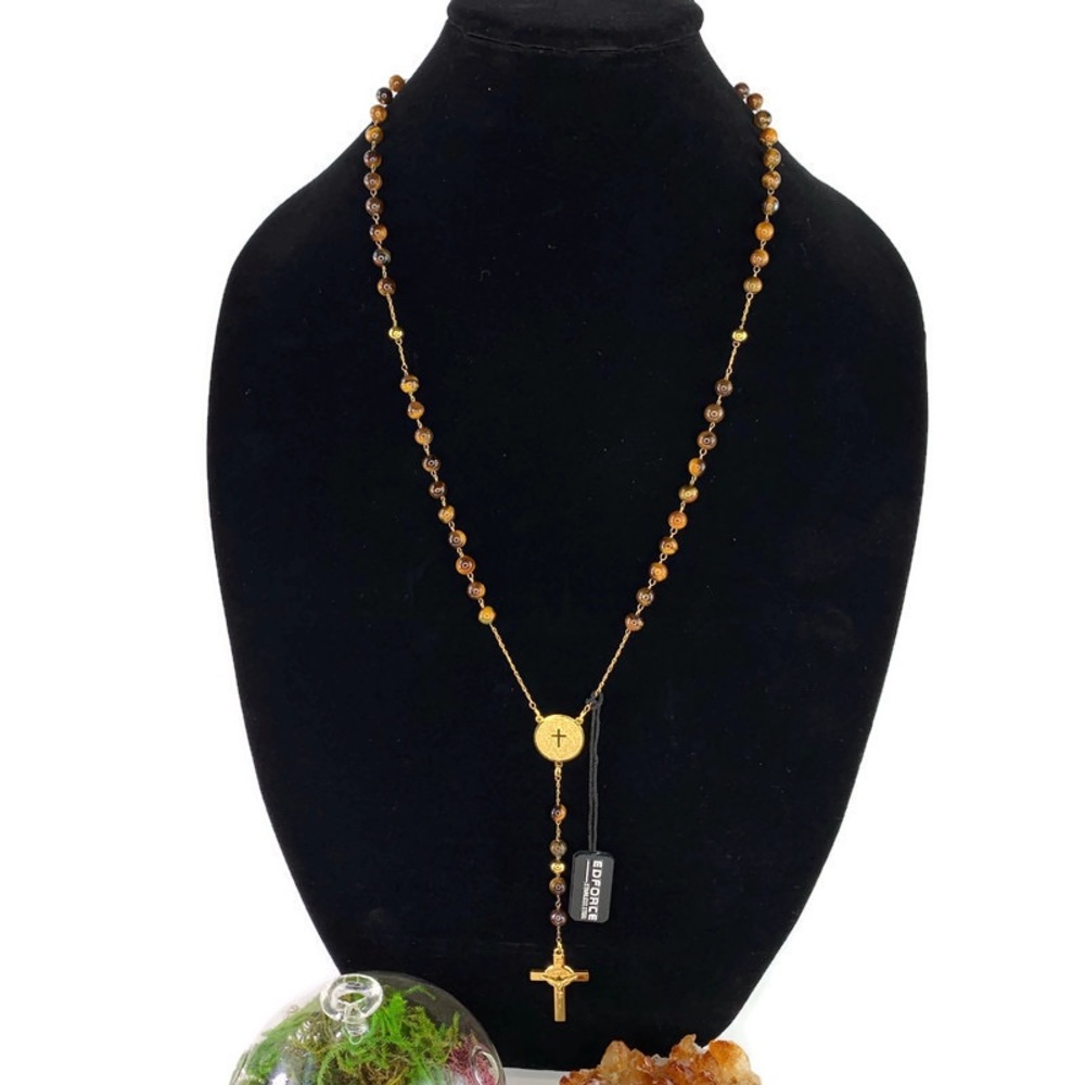 Edforce Stainless Steel Rosary Necklace